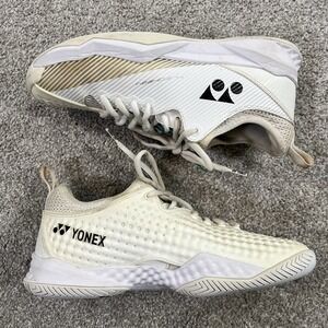 Yonex‎ Power Cushion Fusionrev Mens 8.5 White Gold Pickleball Shoes Lightweight